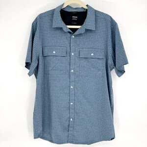 Prana Men’s Shirt Garvan Large Performance Stretch Blue Hiking Utility UPF 30+